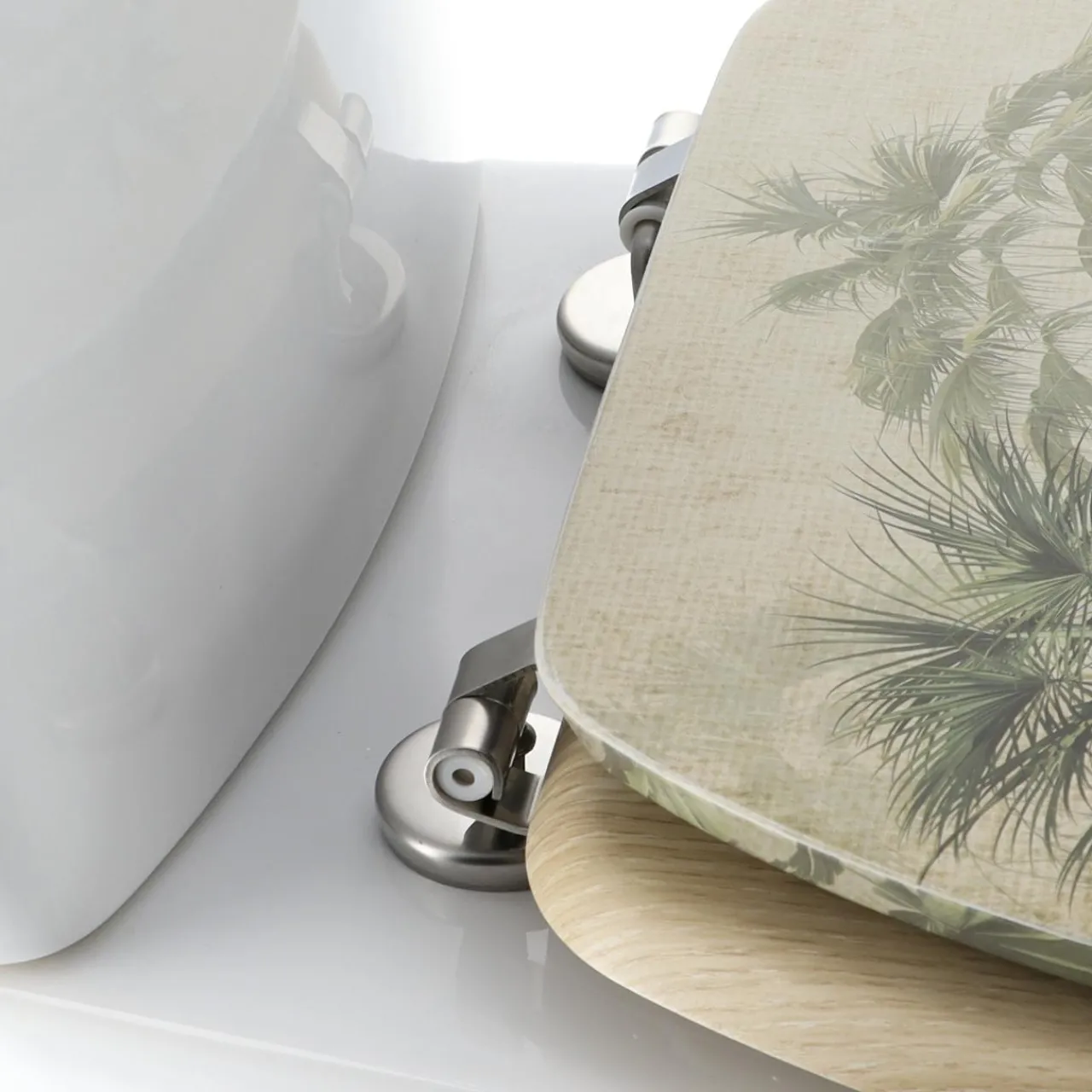 Accessoire Wc|TENDANCE Abattant WC 18 pouces façon bois Palmiers Florida Vert