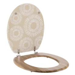 Accessoire Wc|TENDANCE Abattant WC 18 pouces MDF Ethnic Spirals Beige