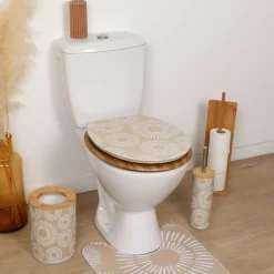 Accessoire Wc|TENDANCE Abattant WC 18 pouces MDF Ethnic Spirals Beige