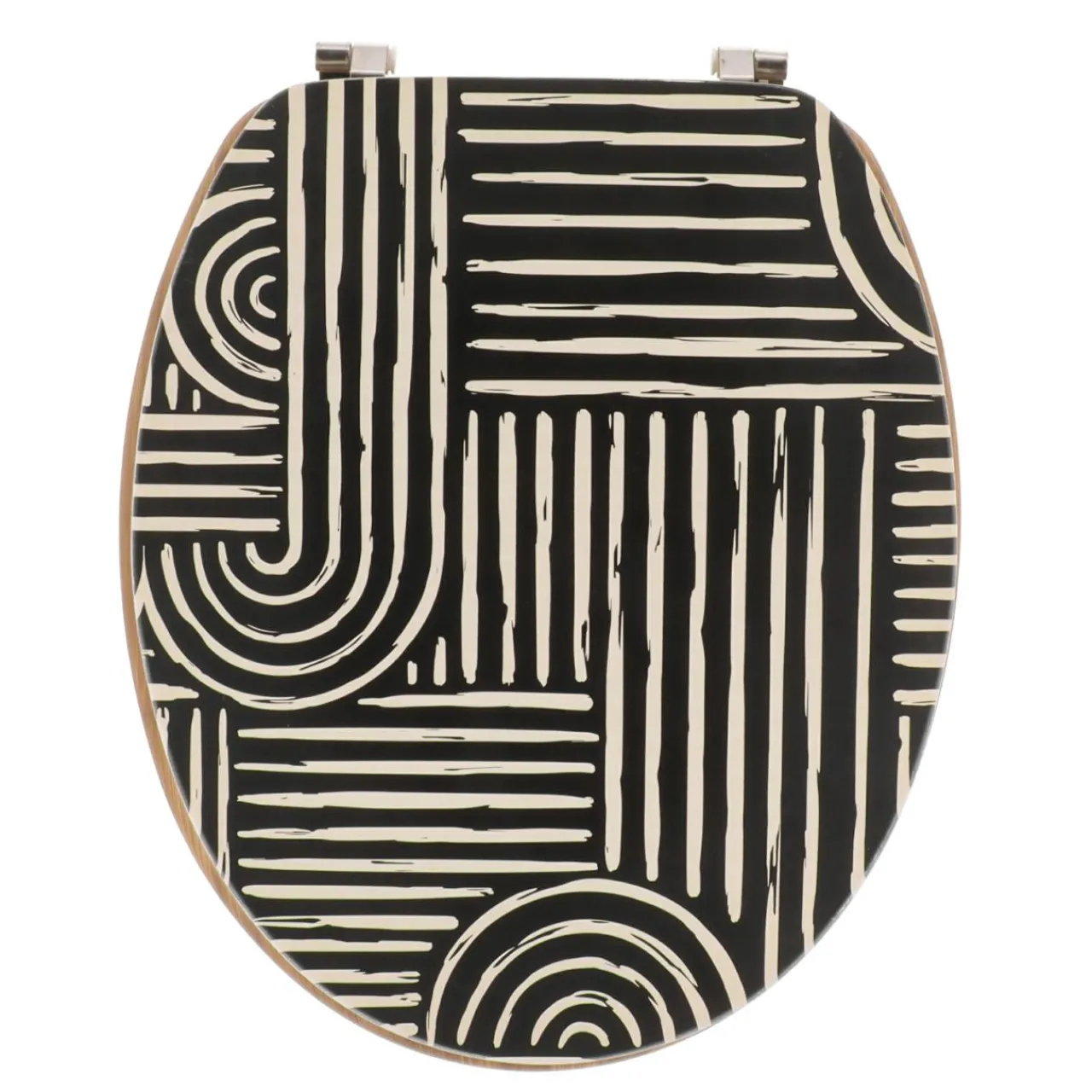 Accessoire Wc|TENDANCE Abattant WC 18 pouces MDF Ethnic Vibes Noir