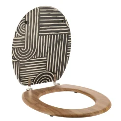 Accessoire Wc|TENDANCE Abattant WC 18 pouces MDF Ethnic Vibes Noir