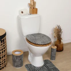 Accessoire Wc|TENDANCE Abattant WC 18 pouces MDF Ethnic Vibes Noir