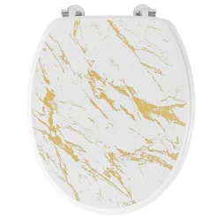 Accessoire Wc|douceur d'intu017drieur Abattant WC 18 pouces MDF effet marbre Aquamarbre Blanc