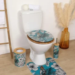 Accessoire Wc|TENDANCE Abattant WC 18 pouces MDF Jungle Fever Bleu