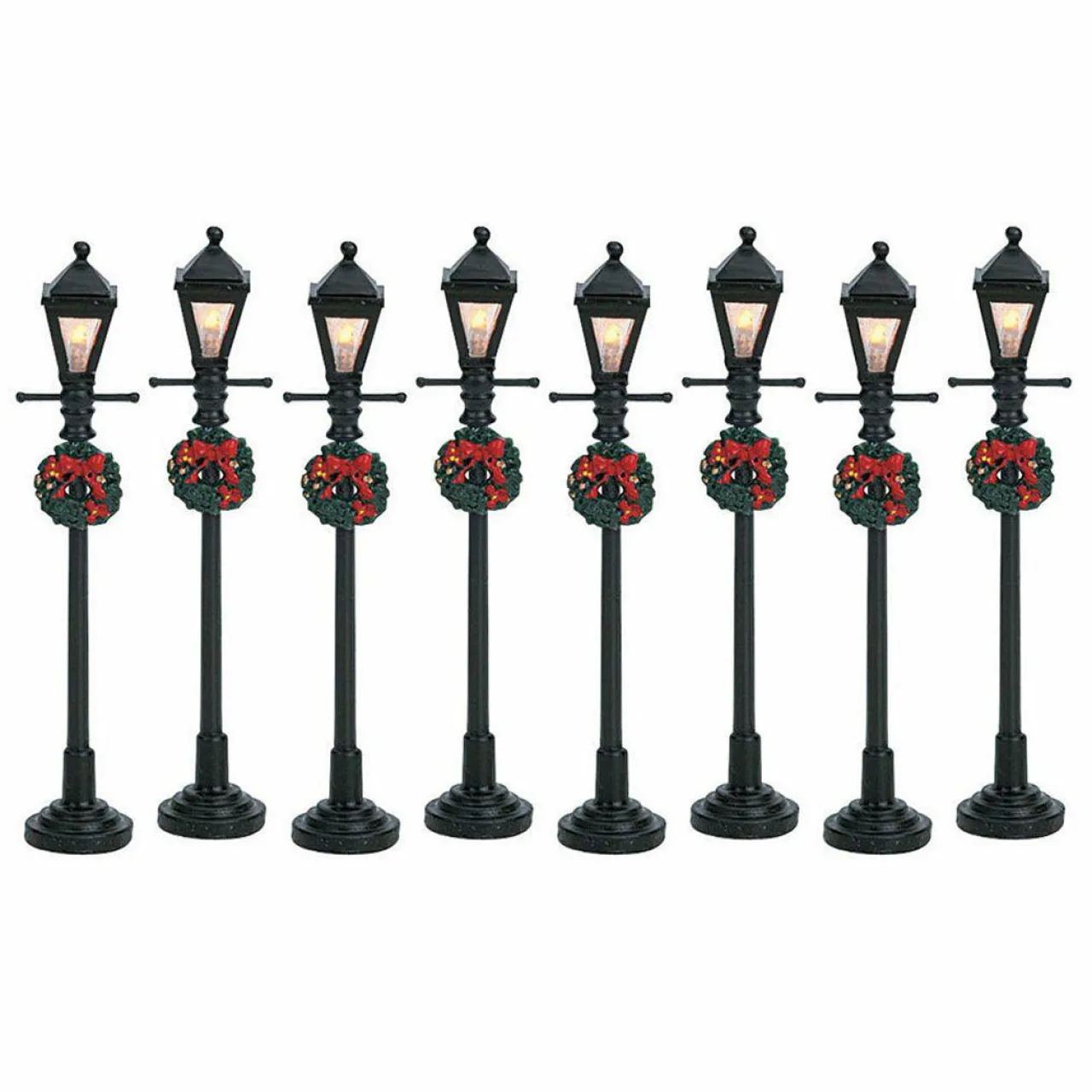Village De Noël Lemax|LEMAX Accessoire (H10 cm) Lot de 8 Réverbères lumineux à piles