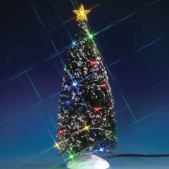 Village De Noël Lemax|LEMAX Accessoire (H25 cm) Sapin enneigé lumineux à piles