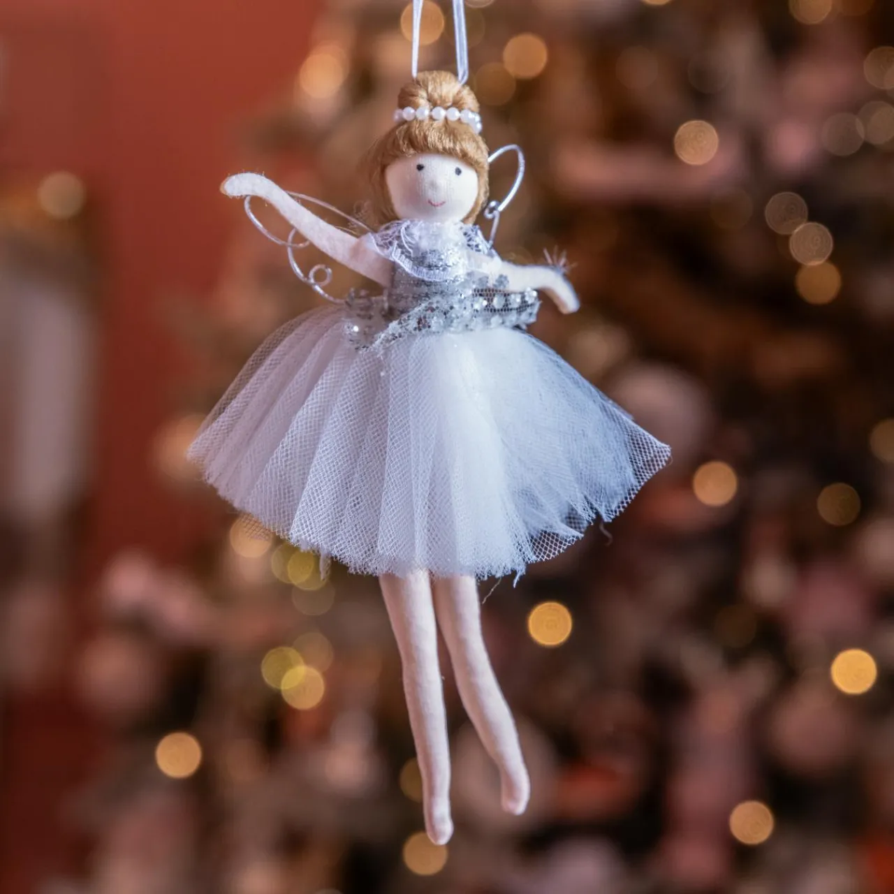 Décoration De Sapin|KAEMINGK Ange de Noël à suspendre (H20 cm) Danseuse ballerine Argent