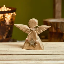 Déco Et Objet De Noël|KAEMINGK Ange de Noël en bois à poser (H14 cm) Sweety Naturel