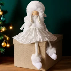 Père Noël, Animaux Et Personnage|KAEMINGK Ange de Noël jambes souples (H53 cm) Demoiselle d'Hiver Blanc