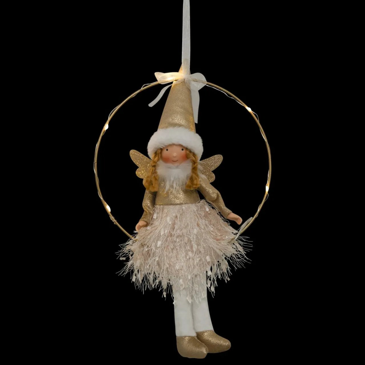 Père Noël, Animaux Et Personnage|Déco Et Objet Lumineux|JJA Ange de Noël lumineux à piles (H32 cm) Fée clair de lune dée Or