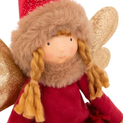 Père Noël, Animaux Et Personnage|Déco Et Objet Lumineux|JJA Ange de Noël lumineux à piles (H55 cm) Fée clair de lune assise Rouge