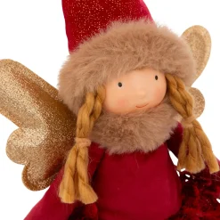 Père Noël, Animaux Et Personnage|Déco Et Objet Lumineux|JJA Ange de Noël lumineux à piles (H48 cm) Fée clair de lune Rouge