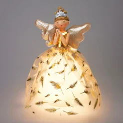 Père Noël, Animaux Et Personnage|Déco Et Objet Lumineux|KOOPMAN Ange de Noël lumineux à piles (H36 cm) Mendhy plumage Blanc