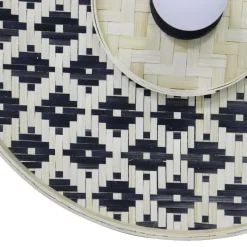 Applique|EMINZA Applique murale ronde en bambou (D50 cm) Marioka et naturel Noir