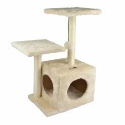 Arbre À Chat, Griffoir|LOVE STORY Arbre à chat avec jouet et niche Ecru