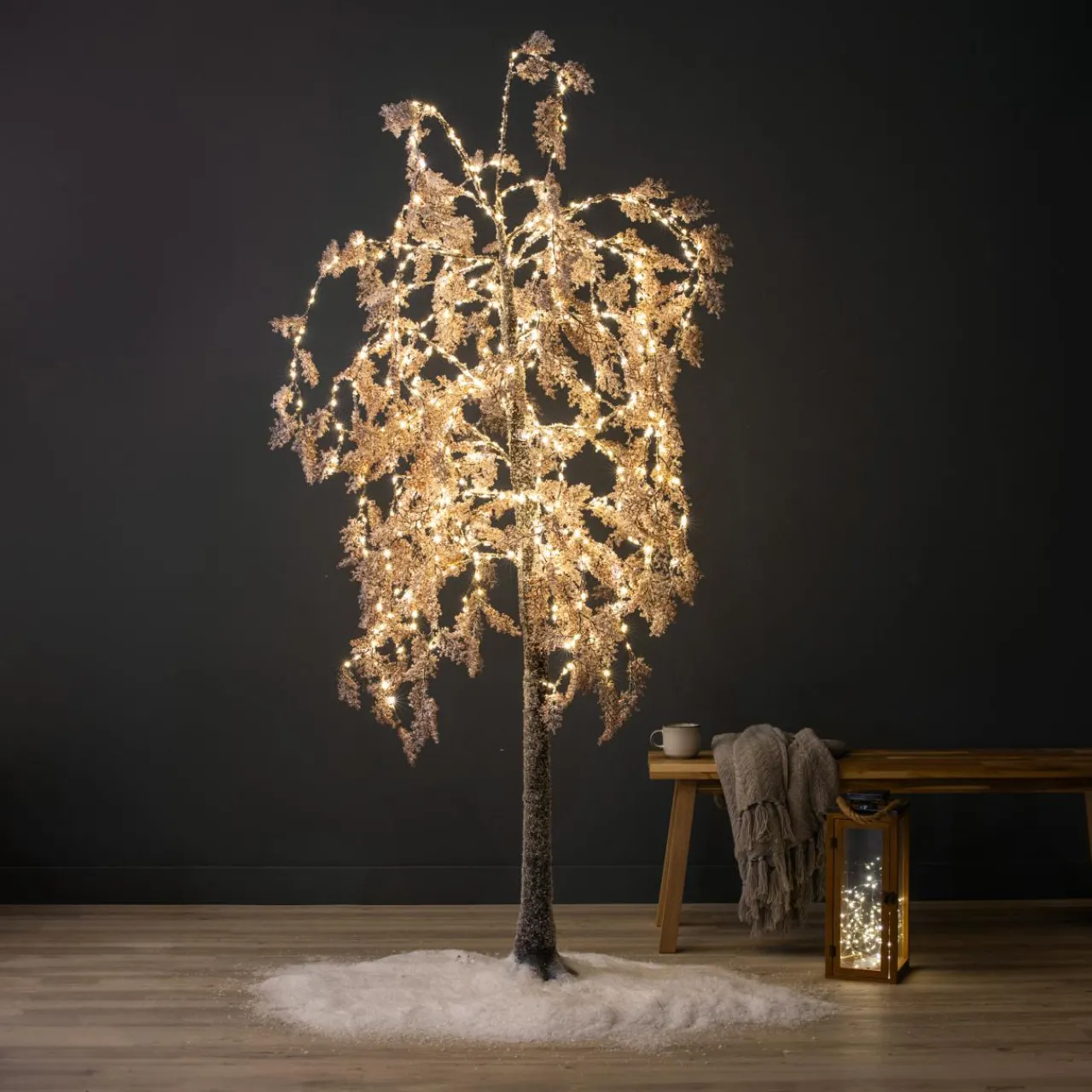 Personnage, Objet Grand Format|Arbre Lumineux|EMINZA Arbre lumineux 600 LED (H200 cm) Saule pleureur Fleur Blanc Blanc chaud