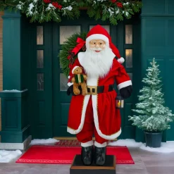 Personnage, Objet Grand Format|Père Noël, Animaux Et Personnage|KOOPMAN Automate Géant musical et lumineux (H200 cm) Papa Noël et ourson Rouge