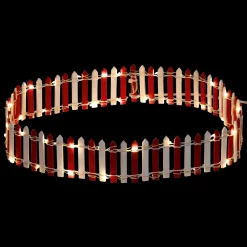 Personnage Et Accessoire Pour Village|JJA Barrière en bois lumineuse (H9 cm) pour village Rouge