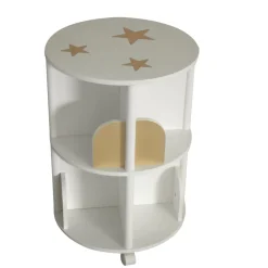 Petit Meuble Enfant|EMINZA Bibliothèque à roulettes enfant bois (H59 cm) Stars he Blanc