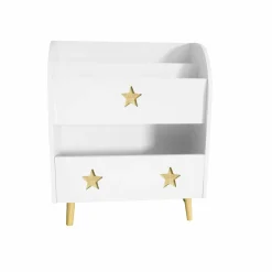 Petit Meuble Enfant|EMINZA Bibliothèque enfant bois (H72 cm) Stars he Blanc