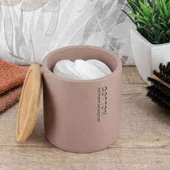 Accessoire Salle De Bain|TENDANCE Boite à coton Purebamboo Cappuccino Marron