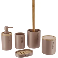 Accessoire Salle De Bain|TENDANCE Boite à coton Purebamboo Cappuccino Marron