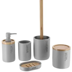 Accessoire Salle De Bain|TENDANCE Boite à coton Purebamboo Gris clair