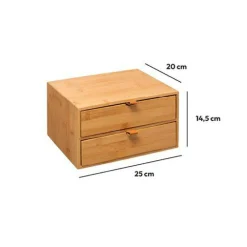 Panier Et Organisateur|Rangement Et Organisateur|5 Five Simply Smart Boite bambou 2 tiroirs (H14 cm) Sury Naturel