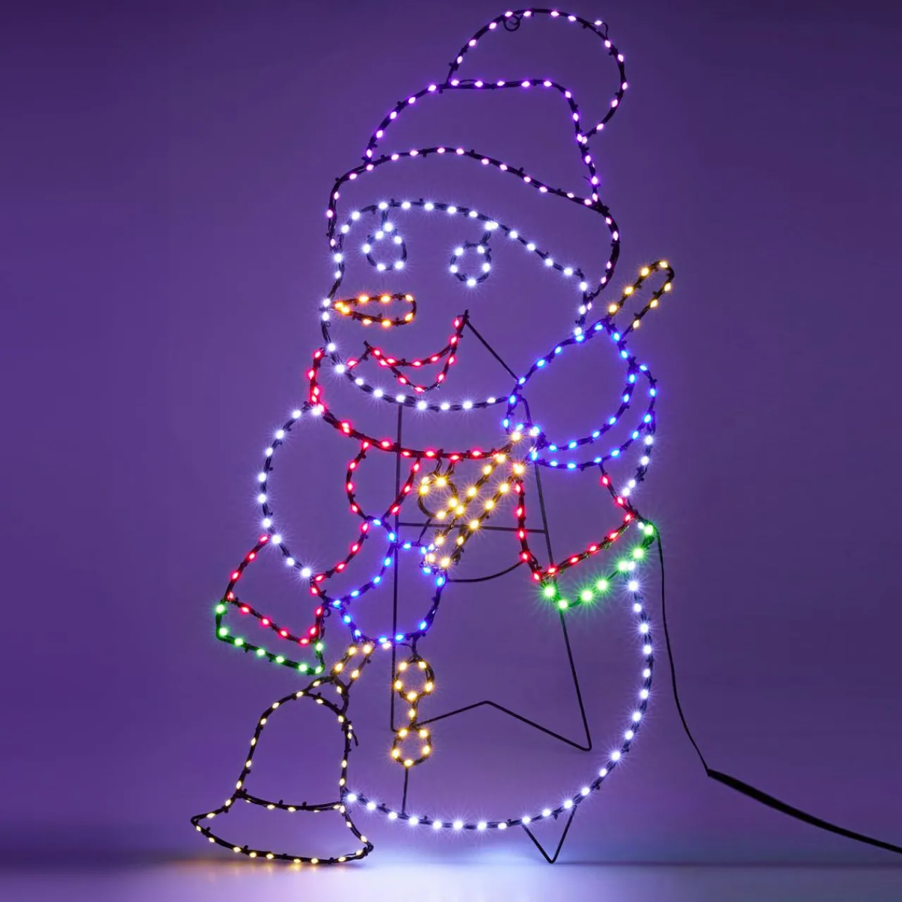 Déco Et Objet Lumineux|KOOPMAN Bonhomme de neige 326 LED (H90 cm) Néon effet flash Multicolore