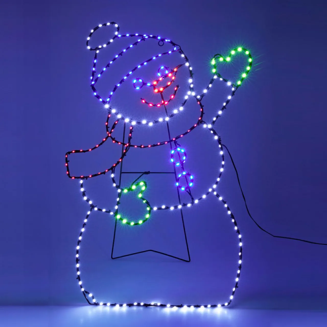 Déco Et Objet Lumineux|KOOPMAN Bonhomme de neige 246 LED (H79 cm) Néon effet flash Multicolore
