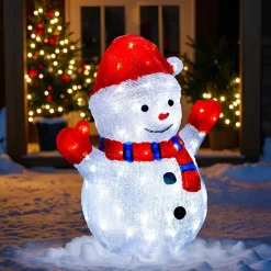 Déco Et Objet Lumineux|Feeric Lights & Christmas Bonhomme de neige solaire 90 LED (H48 cm) Frosty Blanc chaud