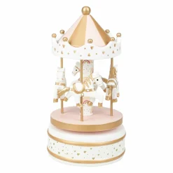 Jouet, Cadeau De Naissance|OSTARIA Boîte à musique enfant bois (H20 cm) Caroussel Rose