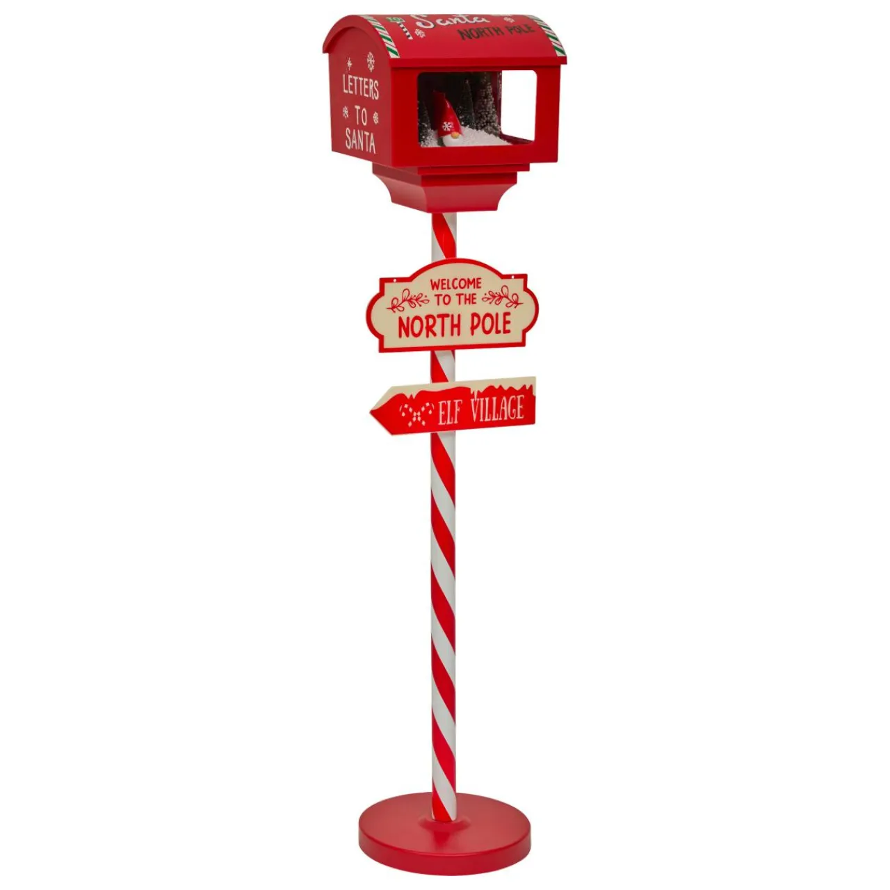 Personnage, Objet Grand Format|Déco Et Objet De Noël|JJA Boîte aux lettres (H120 cm) Lutin et flocons de neige Rouge