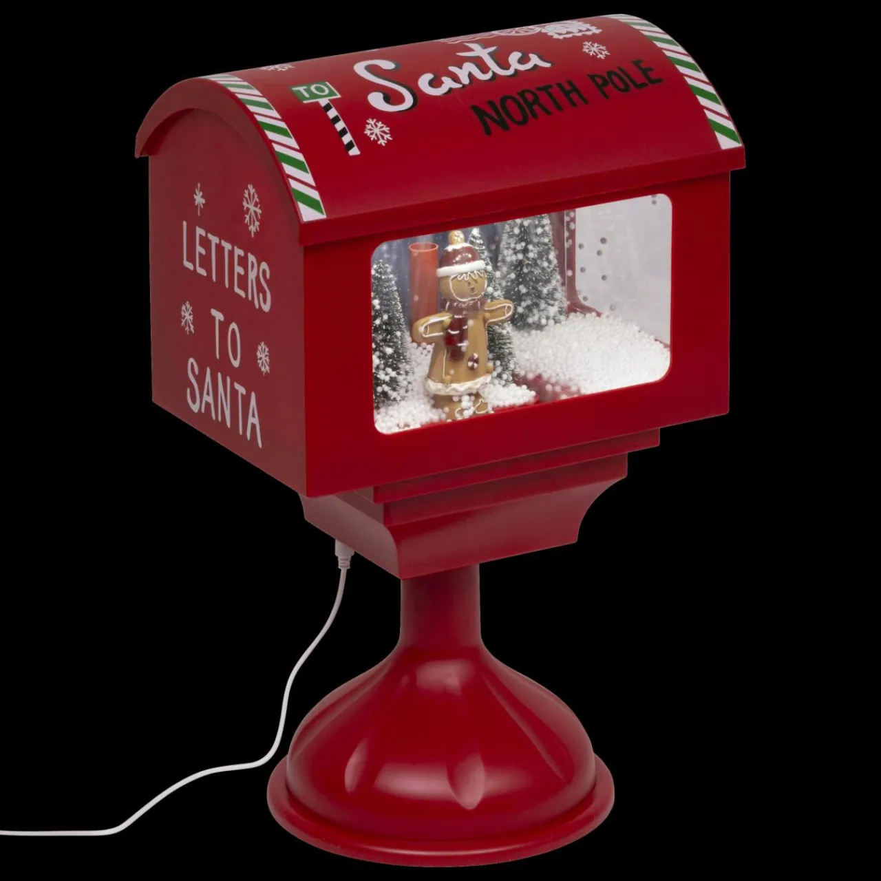 Déco Et Objet De Noël|Déco Et Objet Lumineux|JJA Boîte aux lettres lumineuse à piles LED (H41 cm) Bonhomme de neige Rouge
