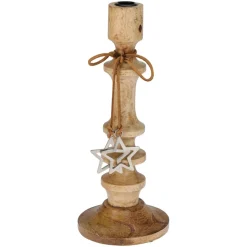 Bougie Et Photophore|KOOPMAN Bougeoir en (H30 cm) Étoile de Noël Naturel Bois