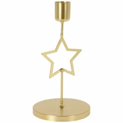 Bougie Et Photophore|KOOPMAN Bougeoir en métal (H17 cm) Etoile Or