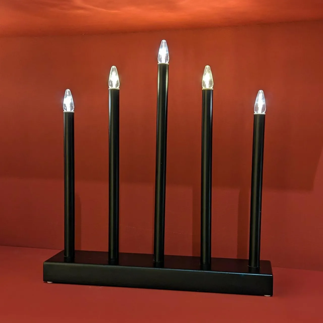 Bougie Et Photophore|KAEMINGK Bougeoir lumineux à piles 5 LED (H40 cm) Christmas Blanc chaud