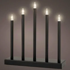 Bougie Et Photophore|KAEMINGK Bougeoir lumineux à piles 5 LED (H40 cm) Christmas Blanc chaud