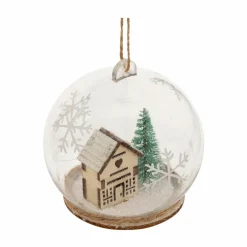 Boule De Noël|FEERIC LIGHTS Boule de Noël (D80 mm) Maison et flocons de neige Transparent