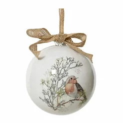 Boule De Noël|KAEMINGK Boule de Noël (D100 mm) Moineau sauvage et noeud Naturel Blanc