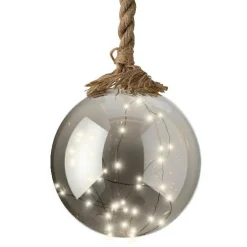 Déco Et Objet De Noël|Déco Et Objet Lumineux|KAEMINGK Boule lumineuse à piles 40 LED (D20 cm) Glacée et blanc chaud Gris