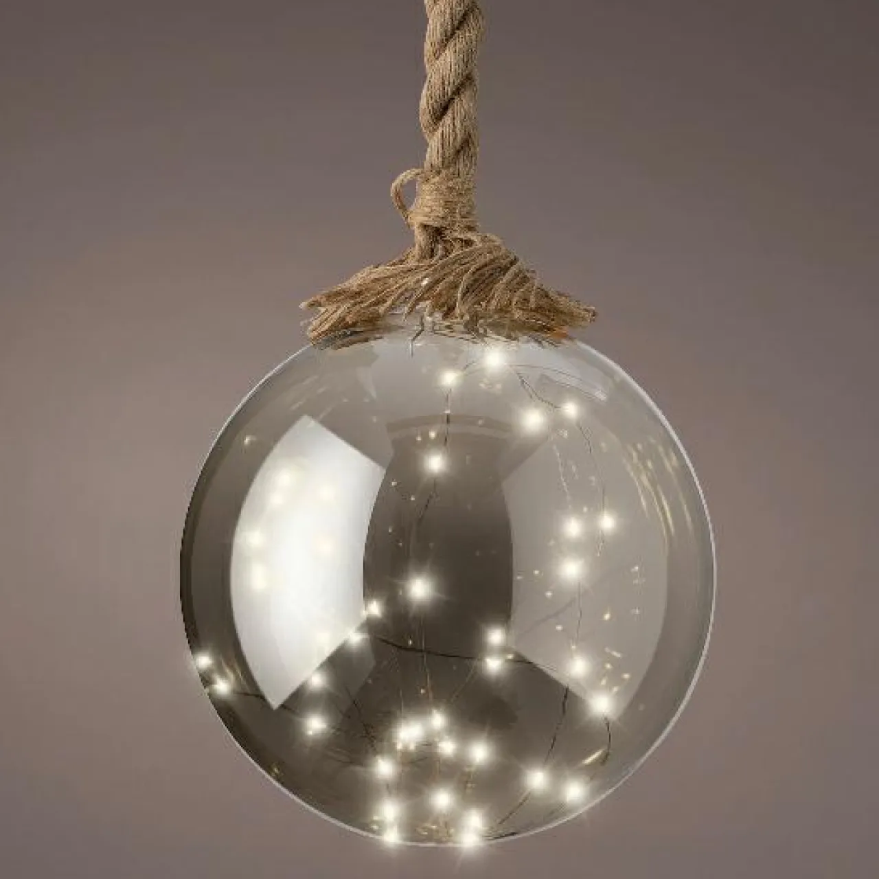 Déco Et Objet De Noël|Déco Et Objet Lumineux|KAEMINGK Boule lumineuse à piles 40 LED (D20 cm) Glacée et blanc chaud Gris
