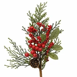 Centre De Table|Branches Artificielles|KAEMINGK Branche de sapin et baies (26 cm) Aspen Rouge