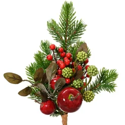 Déco De Table|Branches Artificielles|KAEMINGK Branche de sapins (H26 cm) Pommes sucrées Rouge