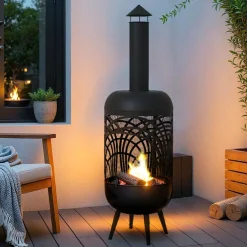 Brasero|#N/A Braséro cheminée d'extérieur (D40 x H139 cm) Caldera Noir