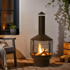 Brasero|#N/A Braséro cheminée d'extérieur (D42 x H105 cm) Mérida Brun antique Marron