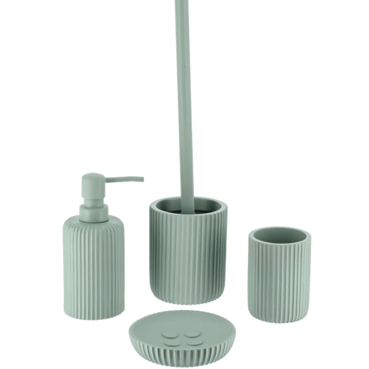 Accessoire Wc|TENDANCE Brosse WC Timeless Strié Vert Eucalyptus