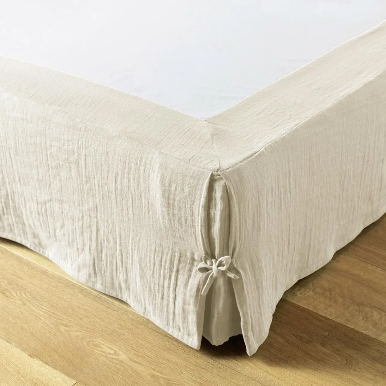 Protection De Literie|EMINZA Cache-sommier Gaze de coton (140 x 190 cm) Gaïa pampa Beige
