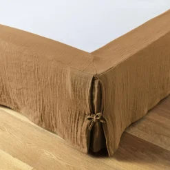 Protection De Literie|EMINZA Cache-sommier Gaze de coton (160 x 200 cm) Gaïa Camel