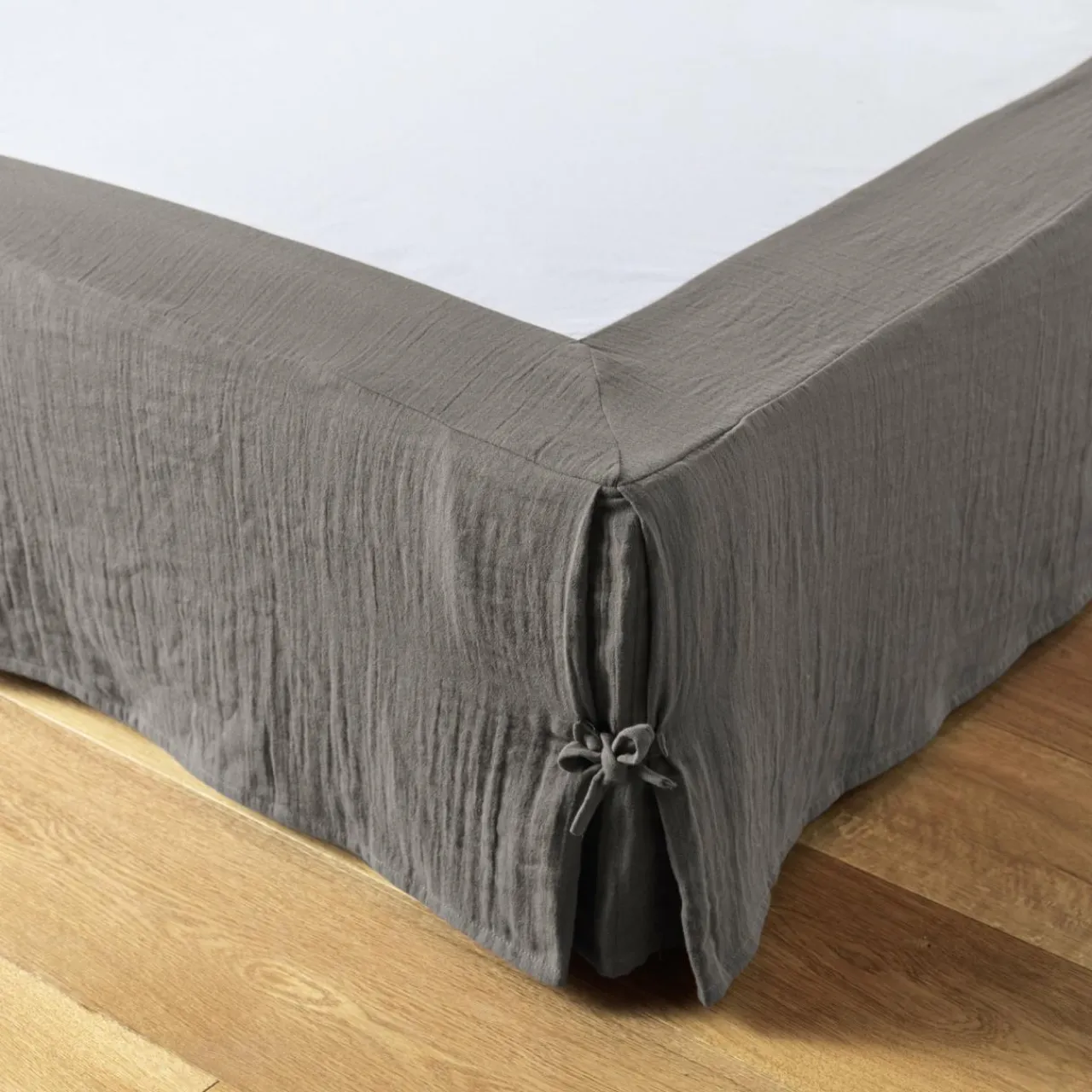 Protection De Literie|EMINZA Cache-sommier Gaze de coton (180 x 200 cm) Gaïa Gris granit Gris foncé